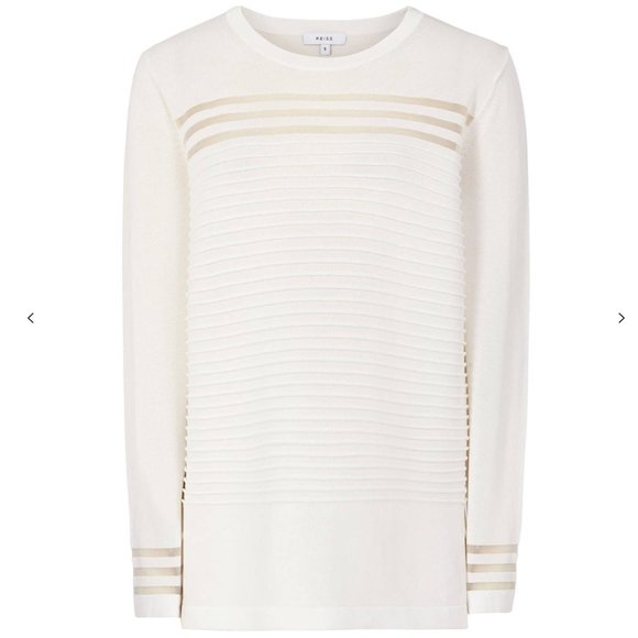 Reiss Corinne Sheer Stripe Sweater in Off White - Picture 5 of 5
